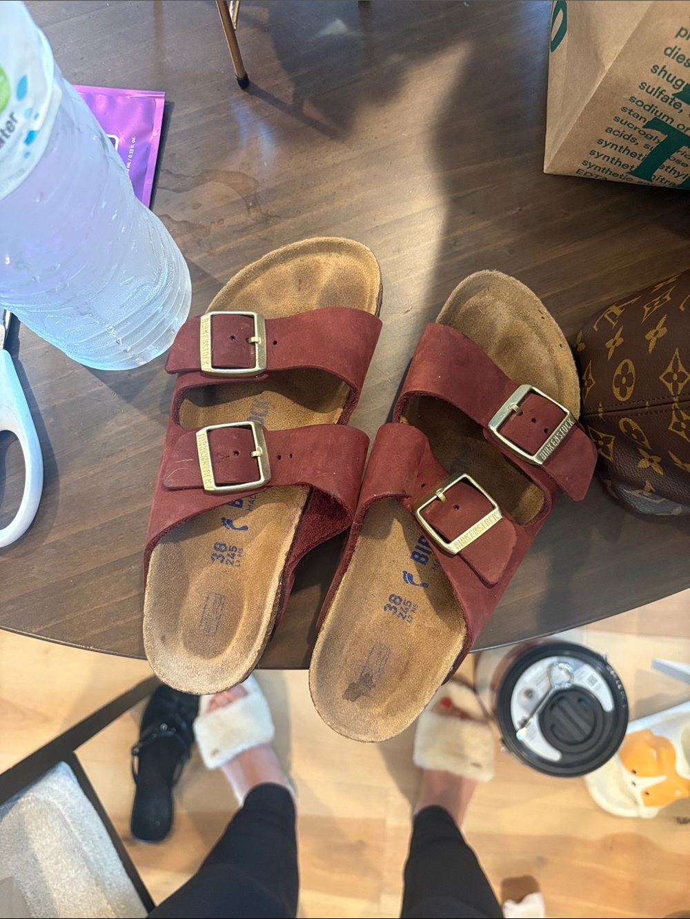 Birkenstock Suede Sandals in Burgundy